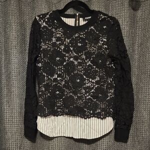 DKNY Black Lace Layered Top